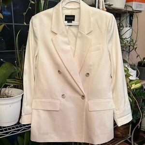 Club Monaco Cream Double-Breasted Blazer